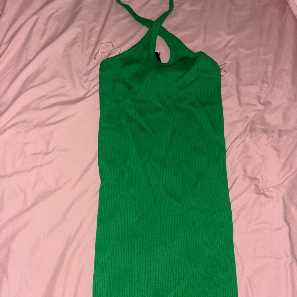 Green Halter Neck Dress